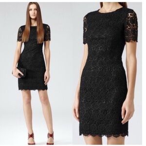 Reiss Swift Guipure Lace Mini Dress‎ 0 Black